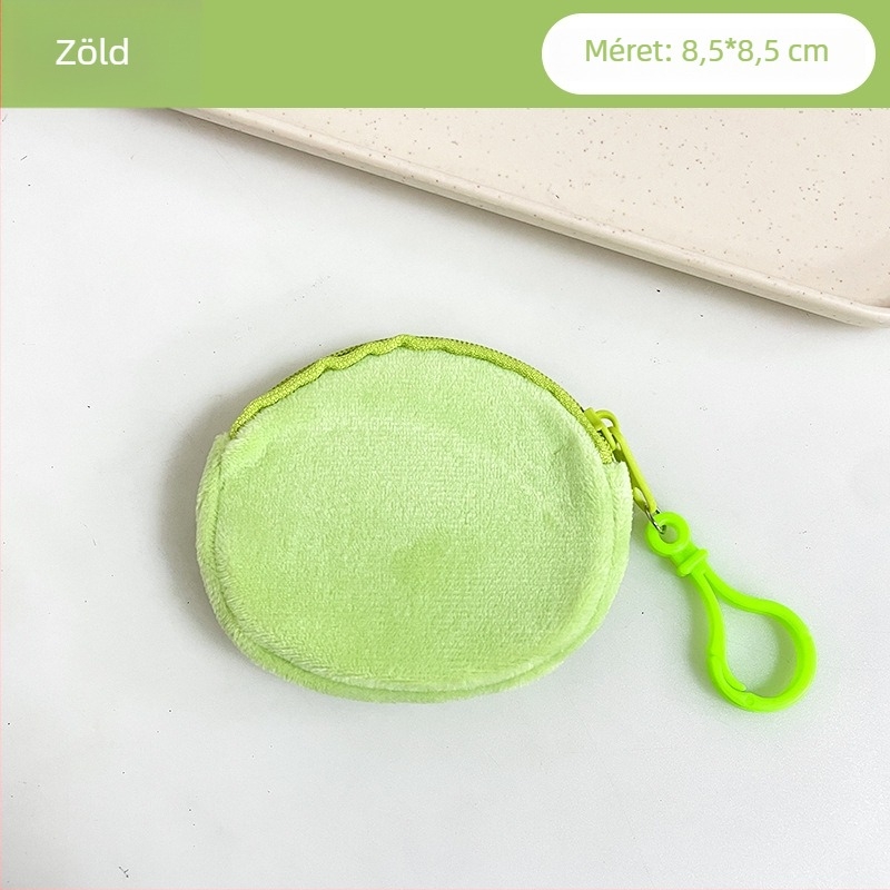 Plüss körkörös érmés pénztárca kártyatartóval és kulcstartóval