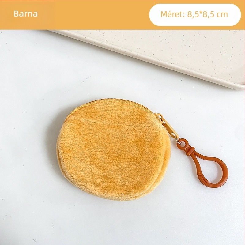 Plüss körkörös érmés pénztárca kártyatartóval és kulcstartóval