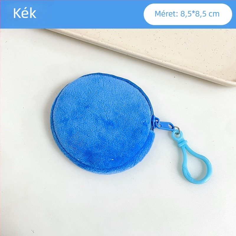 Plüss körkörös érmés pénztárca kártyatartóval és kulcstartóval