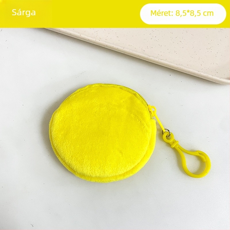 Plüss körkörös érmés pénztárca kártyatartóval és kulcstartóval