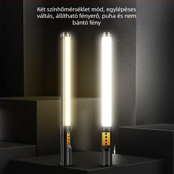 Hordozható fotózási fény RGB LED-del, állítható fényerővel és színnel, önellátó