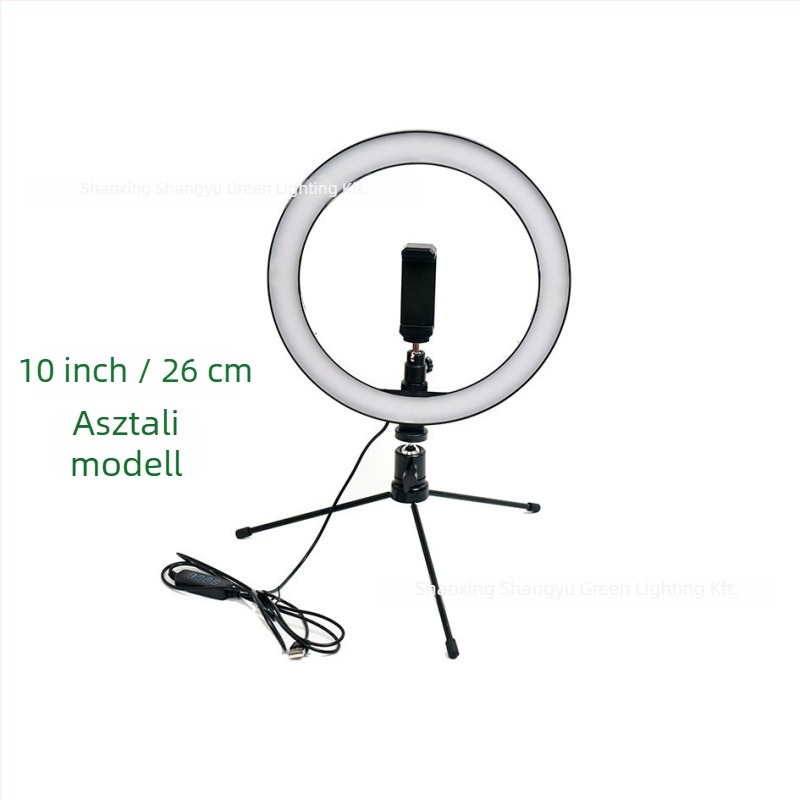 Fotózáshoz hordozható körfény – állítható fényerő, fényhőmérséklet 3000K/4000K/6000K, LED, 5V, 10–12W