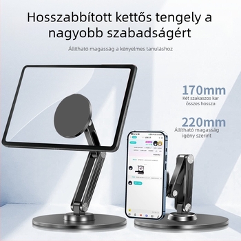 Xinlu P74 mágneses tabletállvány, 360°-os forgással, kompatibilis iPad, iPhone és iPod touch 2–4, tömeg 520 g