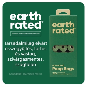 Earth Rated Vastagított műanyag kutyaürülék-zacskók – Biodegradable, Környezetbarát, Hordozható a sétákhoz