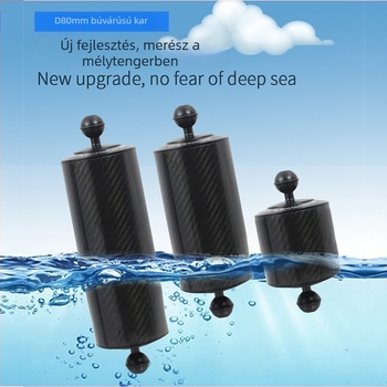 Víz alatti fényképezéshez való lámpa kar és gömbfej tartó — alumíniumötvözet + szénszálas, maximális terhelés 2–5 kg, kompatibil 1 hüvelykes gömbfejjel, modell D80MM