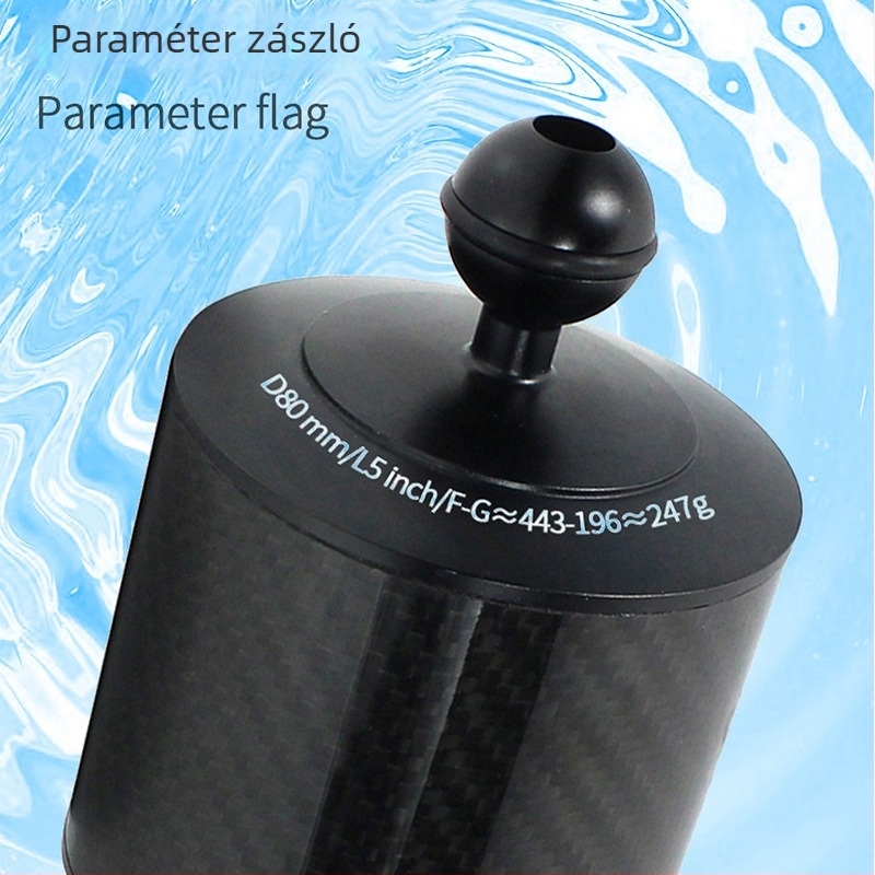 Víz alatti fényképezéshez való lámpa kar és gömbfej tartó — alumíniumötvözet + szénszálas, maximális terhelés 2–5 kg, kompatibil 1 hüvelykes gömbfejjel, modell D80MM