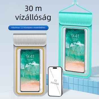 Átlátszó TPU telefon táska érintőképernyős ablakkal, vízálló és porálló, nyakba akasztható szabadban használatra