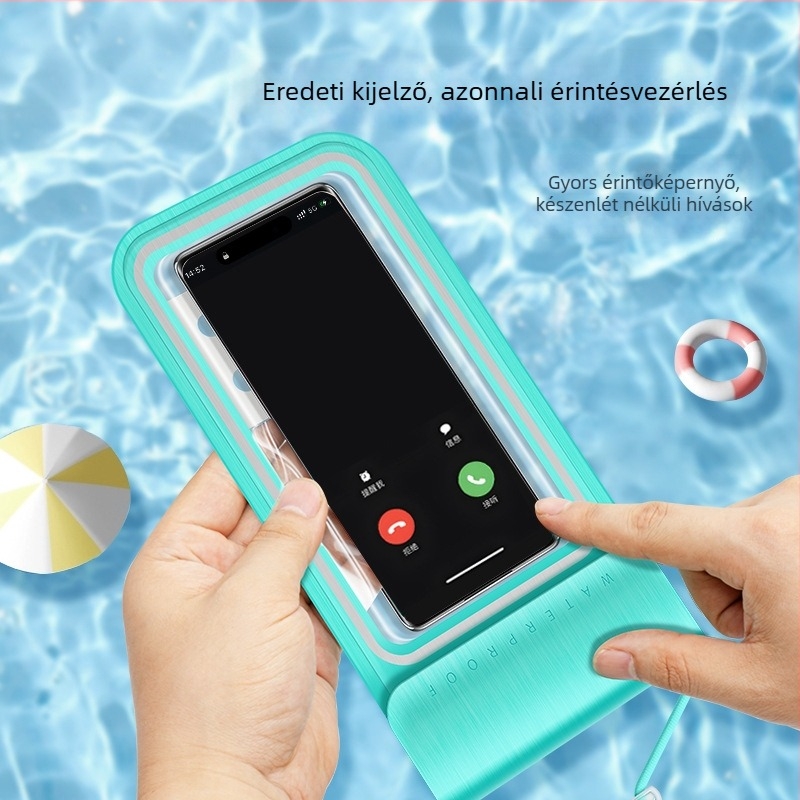 Átlátszó TPU telefon táska érintőképernyős ablakkal, vízálló és porálló, nyakba akasztható szabadban használatra