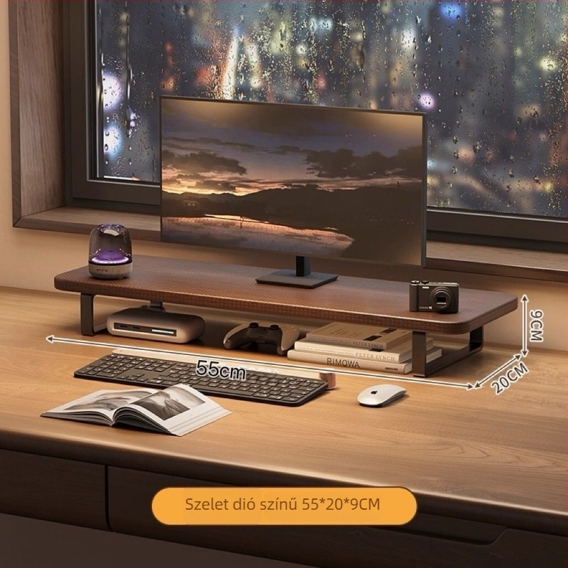 Forgó típusú monitorállvány asztali számítógéphez, felhajtott alap és tárolópolccal — anyag: Egyéb; kompatibilis modellek: Egyéb; modell: Egyéb