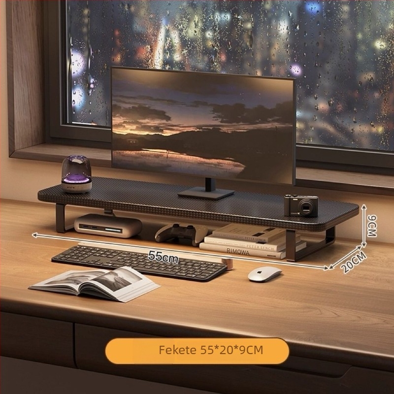 Forgó típusú monitorállvány asztali számítógéphez, felhajtott alap és tárolópolccal — anyag: Egyéb; kompatibilis modellek: Egyéb; modell: Egyéb