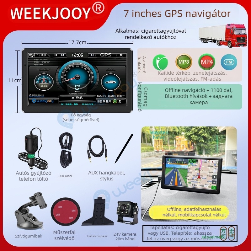 Autó és teherautó számára All-in-One autó GPS navigátor, Kailide offline térképek, kézírásos bevitel, beszéd alapú navigáció, 3D térkép, WinCE operációs rendszer