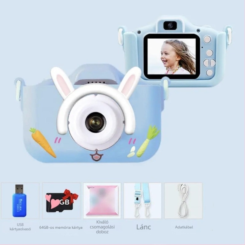 Gyerekeknek szóló digitális kamera X5S, 48MP, memóriakártya támogatás, 3–4 órás üzemidő, fénykép és videó