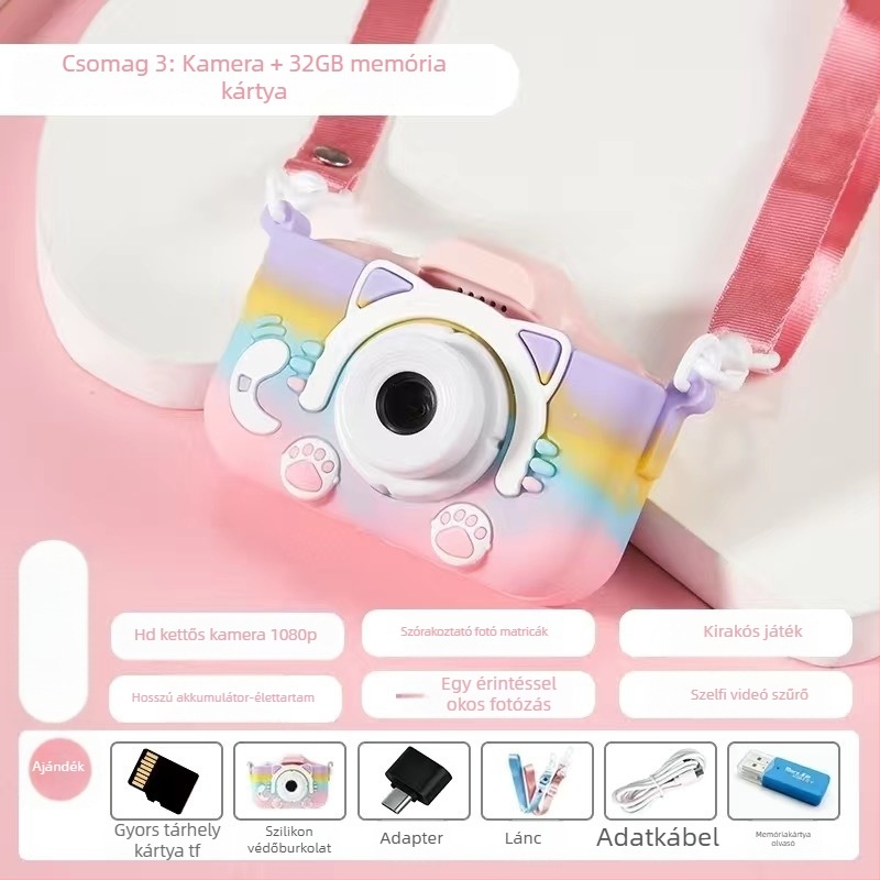 Gyerekeknek szóló digitális kamera X5S, 48MP, memóriakártya támogatás, 3–4 órás üzemidő, fénykép és videó
