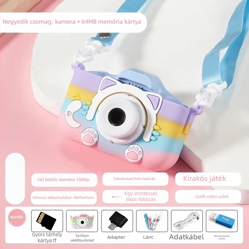 Gyerekeknek szóló digitális kamera X5S, 48MP, memóriakártya támogatás, 3–4 órás üzemidő, fénykép és videó