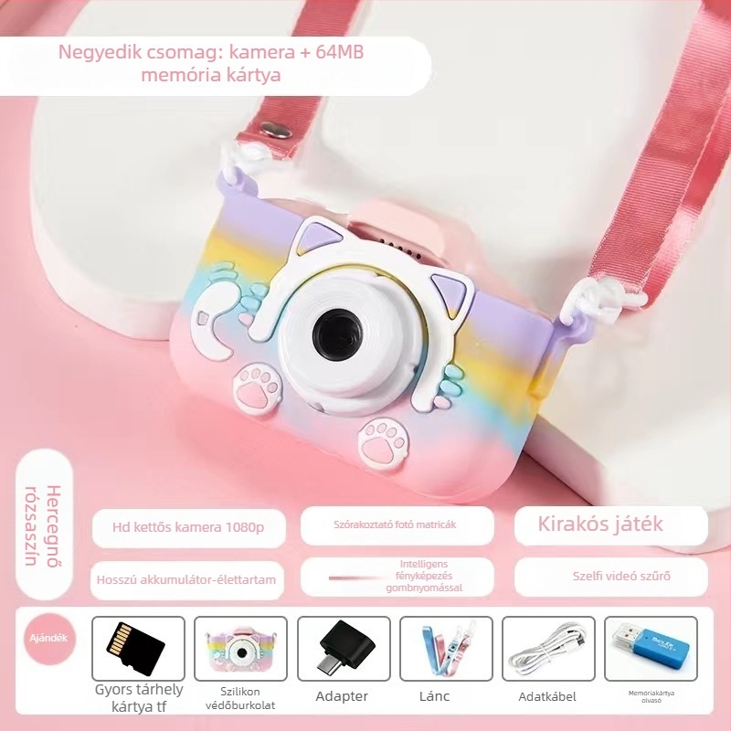 Gyerekeknek szóló digitális kamera X5S, 48MP, memóriakártya támogatás, 3–4 órás üzemidő, fénykép és videó