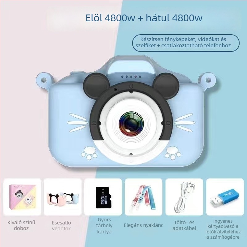 Gyerekeknek szóló digitális kamera X5S, 48MP, memóriakártya támogatás, 3–4 órás üzemidő, fénykép és videó