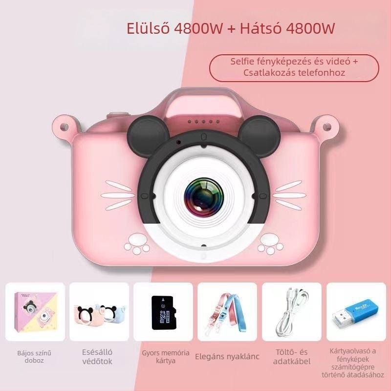 Gyerekeknek szóló digitális kamera X5S, 48MP, memóriakártya támogatás, 3–4 órás üzemidő, fénykép és videó