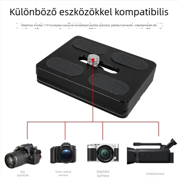 DSLR-hez készült állványfej készlet univerzális gyorskioldó lemezzel, gömbfej pan-tilt, alumíniumötvözet, 1/4 inch csavar interfész