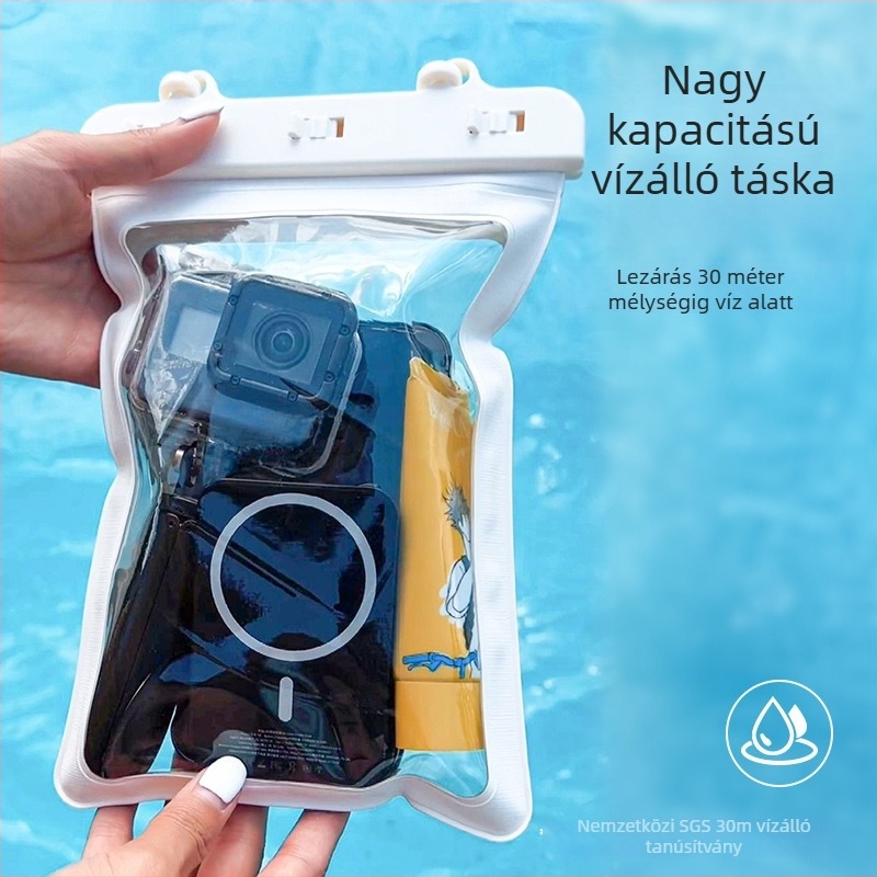 Nagy kapacitású vízálló táska vízi parkhoz és raftinghoz, vállon átvethető vízálló telefontáska, többfunkciós