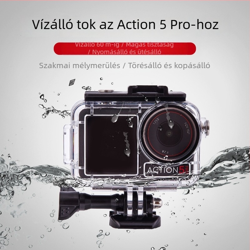 Vízálló tok DJI Action5 Pro/4/3 | Anyag: PC + 316 rozsdamentes acél | Tartalom: vízálló burkolat, alap, csavarok, párásodás elleni fólia