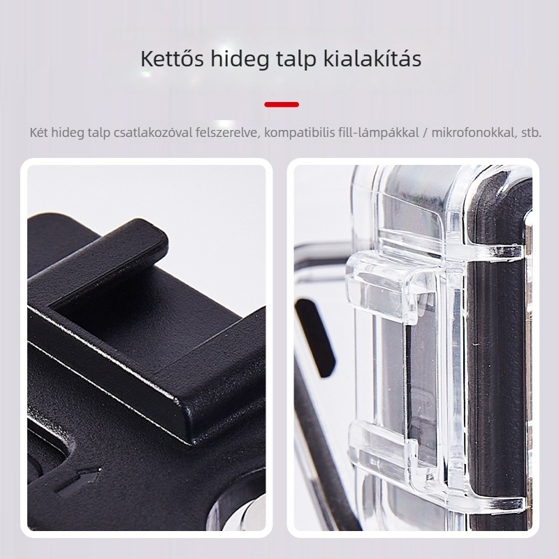 Vízálló tok DJI Action5 Pro/4/3 | Anyag: PC + 316 rozsdamentes acél | Tartalom: vízálló burkolat, alap, csavarok, párásodás elleni fólia