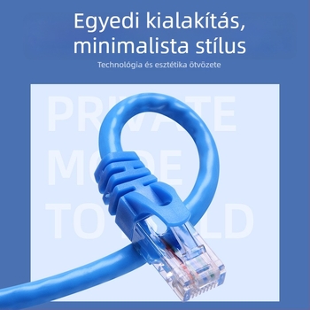 Cat6 hálózati kábel RJ-45, csavart pár, 1 Gbps, OFC réz PVC burkolatban