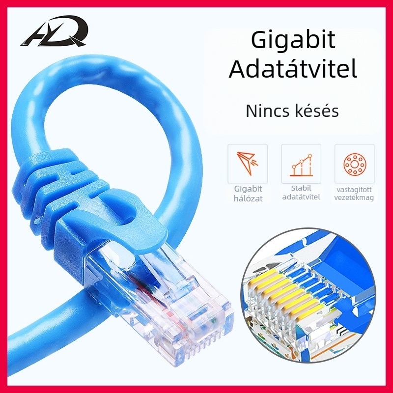 Cat6 hálózati kábel RJ-45, csavart pár, 1 Gbps, OFC réz PVC burkolatban