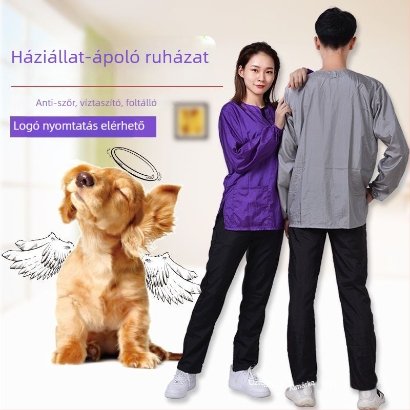 Professzionális kisállat-grooming köpeny – hosszú ujjú, vízlepergető és légáteresztő (Márka: otter; Anyag: len; Importált: Nem; Eredet: Egyéb)