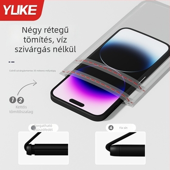 Feather TPU vízálló telefon tok érintőképernyővel, átlátszó flipfedél, vízálló anyag, logónyomott, kültéri tevékenységekhez