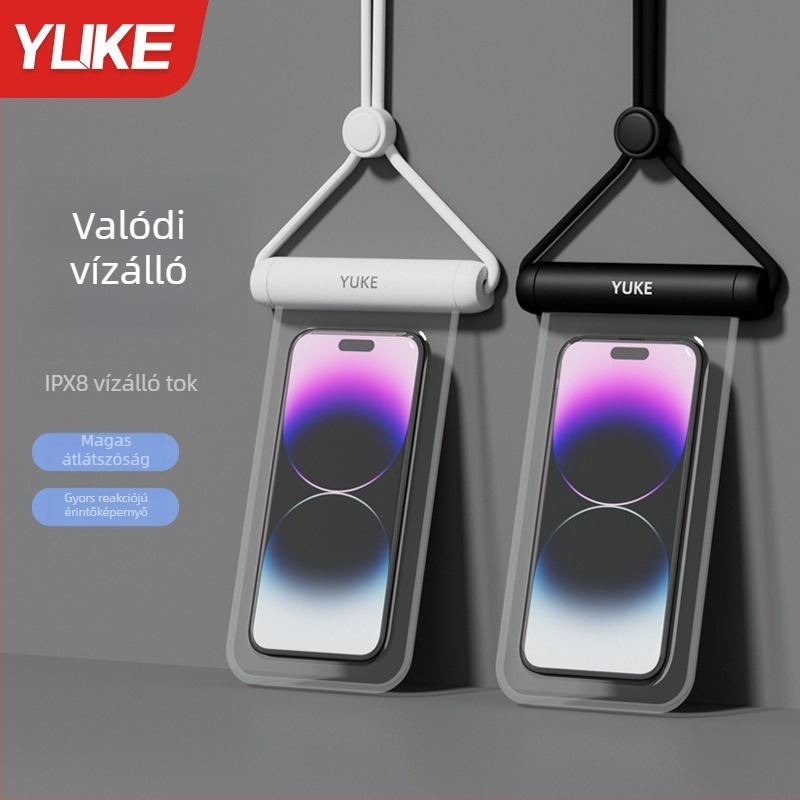 Feather TPU vízálló telefon tok érintőképernyővel, átlátszó flipfedél, vízálló anyag, logónyomott, kültéri tevékenységekhez