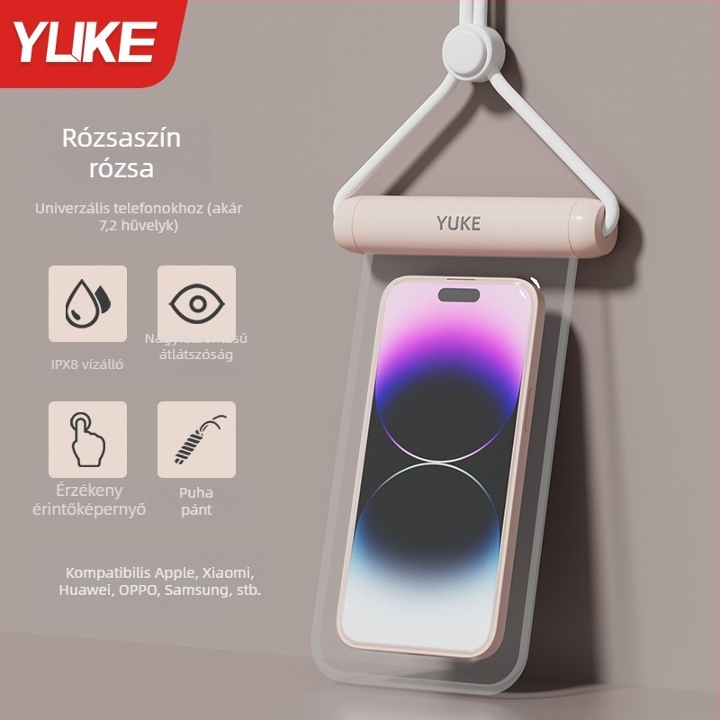 Feather TPU vízálló telefon tok érintőképernyővel, átlátszó flipfedél, vízálló anyag, logónyomott, kültéri tevékenységekhez