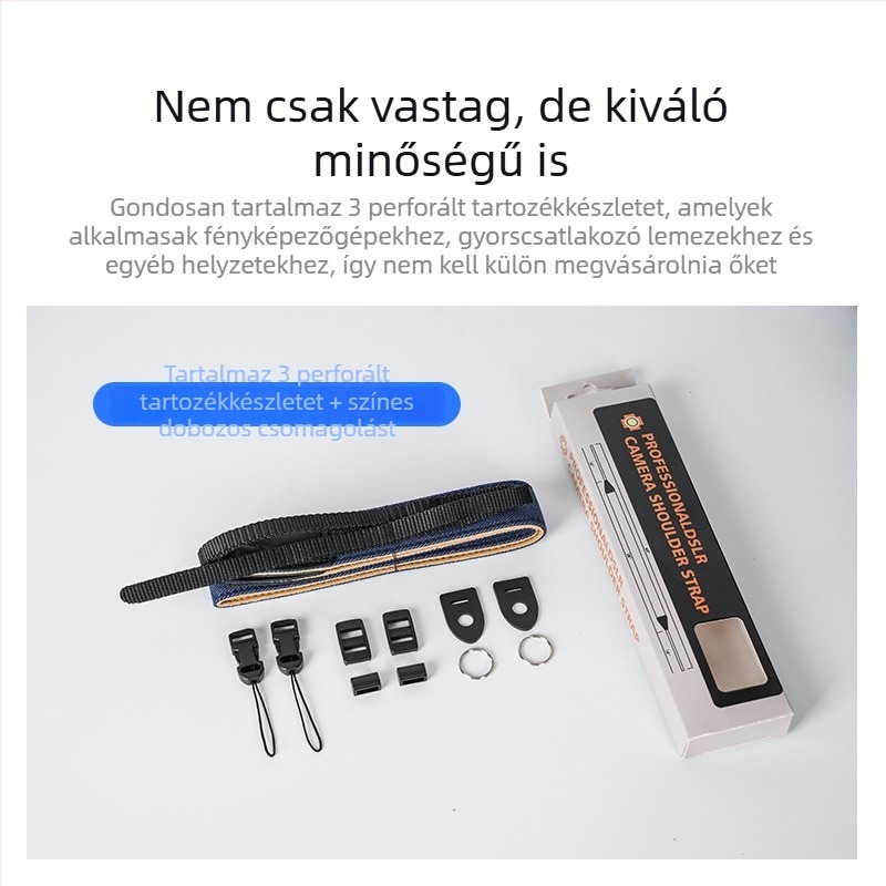 Kék denim DSLR kamera váll- és kézi pánt, keresztezett pánttal