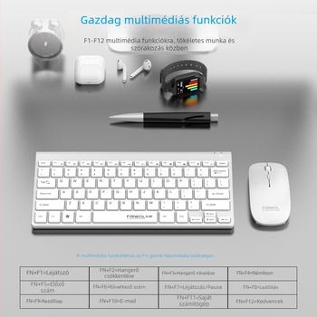 WT110 Vezeték nélküli billentyűzet és egér készlet PC-hez, USB billentyűzet és USB egér, 1200 DPI, Ergonomikus, Vízálló