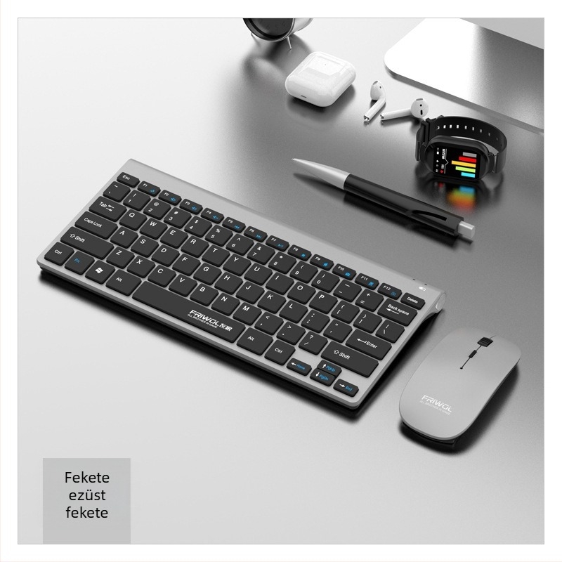 WT110 Vezeték nélküli billentyűzet és egér készlet PC-hez, USB billentyűzet és USB egér, 1200 DPI, Ergonomikus, Vízálló