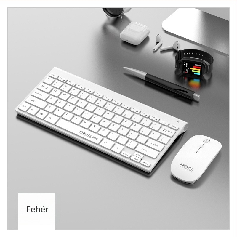 WT110 Vezeték nélküli billentyűzet és egér készlet PC-hez, USB billentyűzet és USB egér, 1200 DPI, Ergonomikus, Vízálló