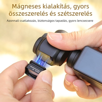JUNESTAR mágneses makro lencse Osmo Pocket3-hoz – alumínium keret + optikai üveg, tartalmaz szűrőt és tároló dobozt, mágneses rögzítés