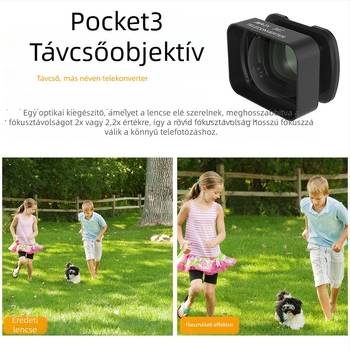 JUNESTAR mágneses makro lencse Osmo Pocket3-hoz – alumínium keret + optikai üveg, tartalmaz szűrőt és tároló dobozt, mágneses rögzítés