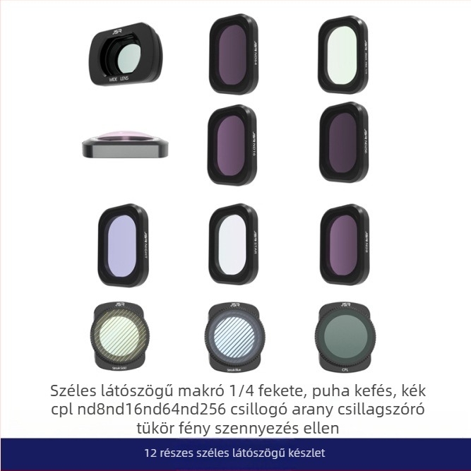 JUNESTAR mágneses makro lencse Osmo Pocket3-hoz – alumínium keret + optikai üveg, tartalmaz szűrőt és tároló dobozt, mágneses rögzítés