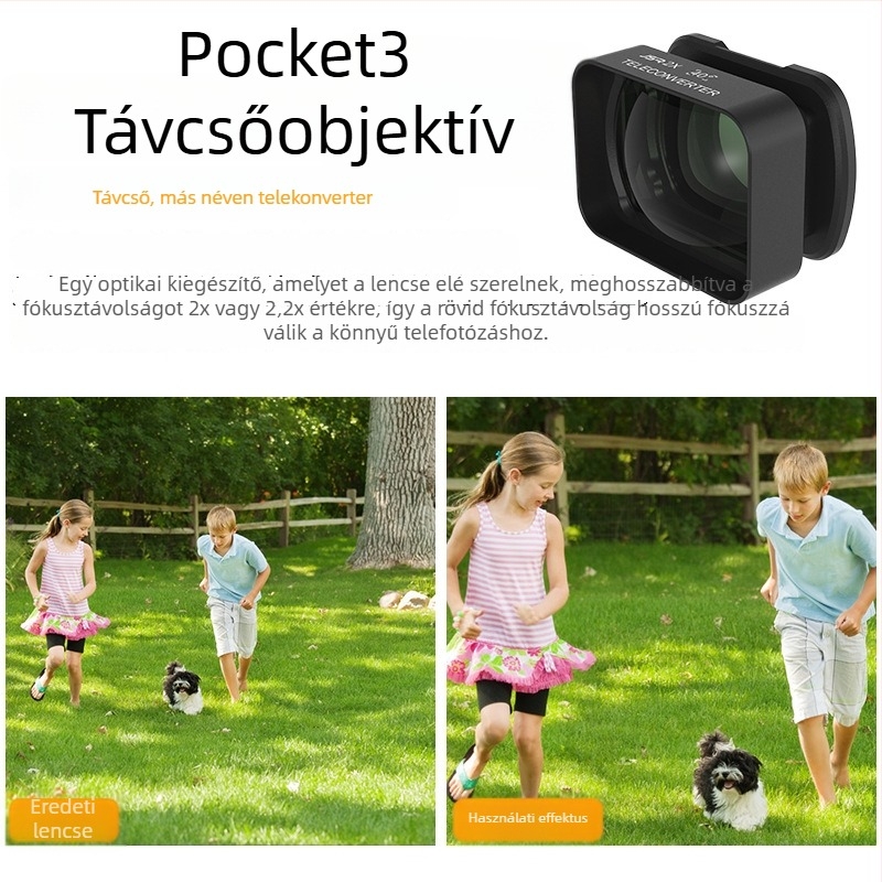 JUNESTAR mágneses makro lencse Osmo Pocket3-hoz – alumínium keret + optikai üveg, tartalmaz szűrőt és tároló dobozt, mágneses rögzítés
