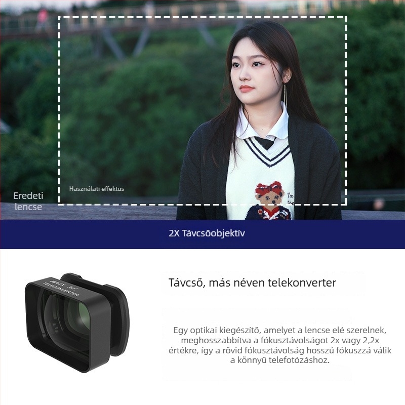 JUNESTAR mágneses makro lencse Osmo Pocket3-hoz – alumínium keret + optikai üveg, tartalmaz szűrőt és tároló dobozt, mágneses rögzítés