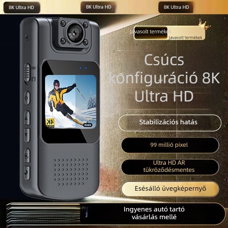 Hordozható videófelvevő Wi-Fi-vel, 8K Ultra HD felbontás, valós idejű élőnézet és felvétel