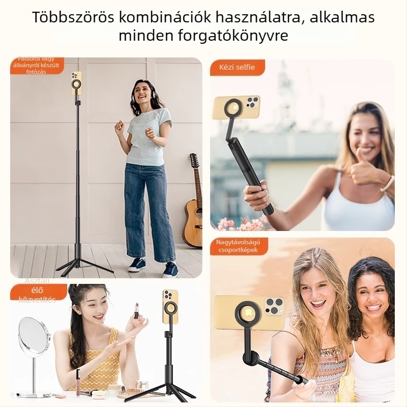 MagSafe mágneses telefonos Selfie rúd, alumíniumötvözet, hordozható kültéri állvány, távirányító, Bluetooth