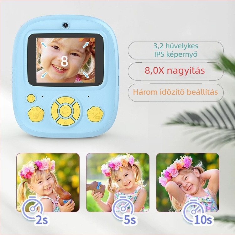 P5 mini azonnali kamera gyerekeknek – fényképezés és nyomtatás, 2,4 hüvelykes LCD, TF-kártya tárhely, 4800–9600 képpont, 2024-ben bemutatva