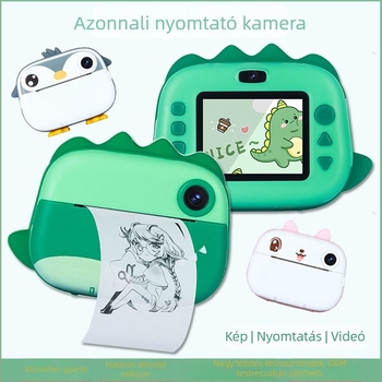 Gyerekeknek szánt mini Polaroid kamera HD dupla lencsével, fényképeket nyomtat, TF kártya-tároló, M05 modell