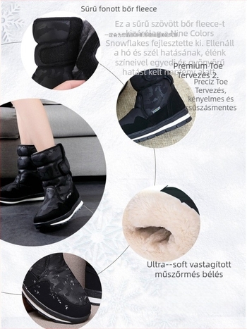 Férfi téli hócsizmák, vízálló, csúszásmentes, fleece béléssel, vastagított kivitel, gumitalp