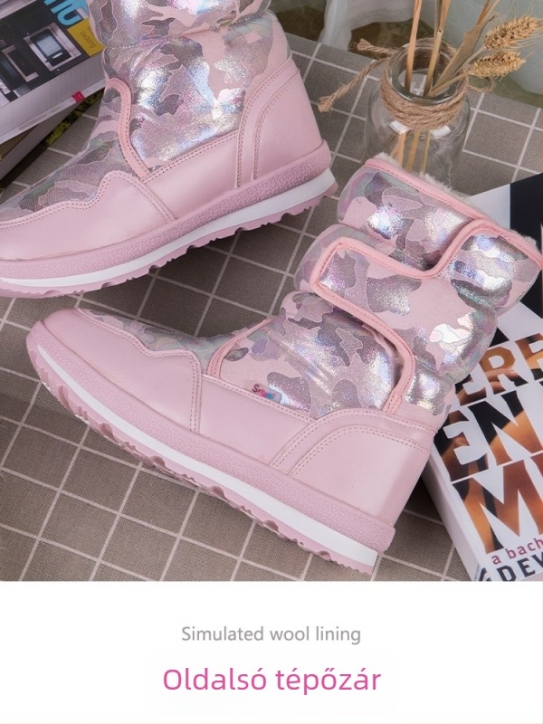 Férfi téli hócsizmák, vízálló, csúszásmentes, fleece béléssel, vastagított kivitel, gumitalp