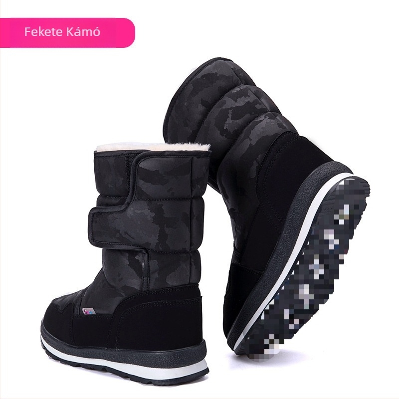 Férfi téli hócsizmák, vízálló, csúszásmentes, fleece béléssel, vastagított kivitel, gumitalp