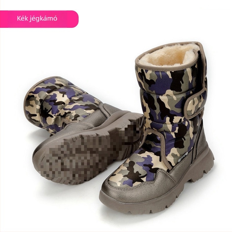 Férfi téli hócsizmák, vízálló, csúszásmentes, fleece béléssel, vastagított kivitel, gumitalp