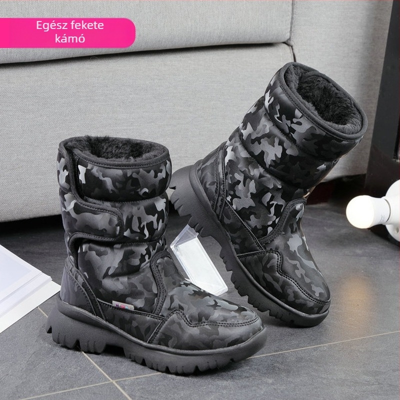 Férfi téli hócsizmák, vízálló, csúszásmentes, fleece béléssel, vastagított kivitel, gumitalp