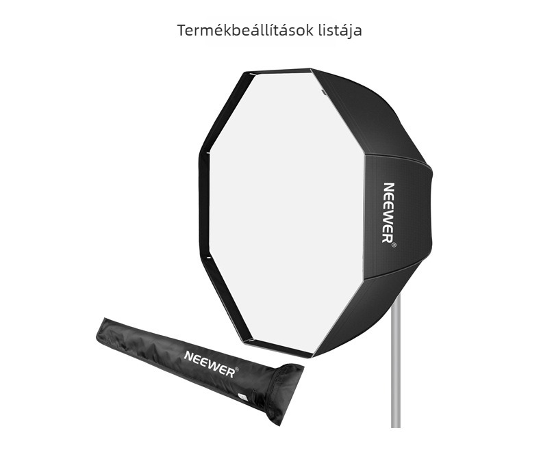 Nyolcszögletű esernyő-softbox professzionális fotózáshoz; típus: lágyfény készülék; anyagok: nylon és alumínium